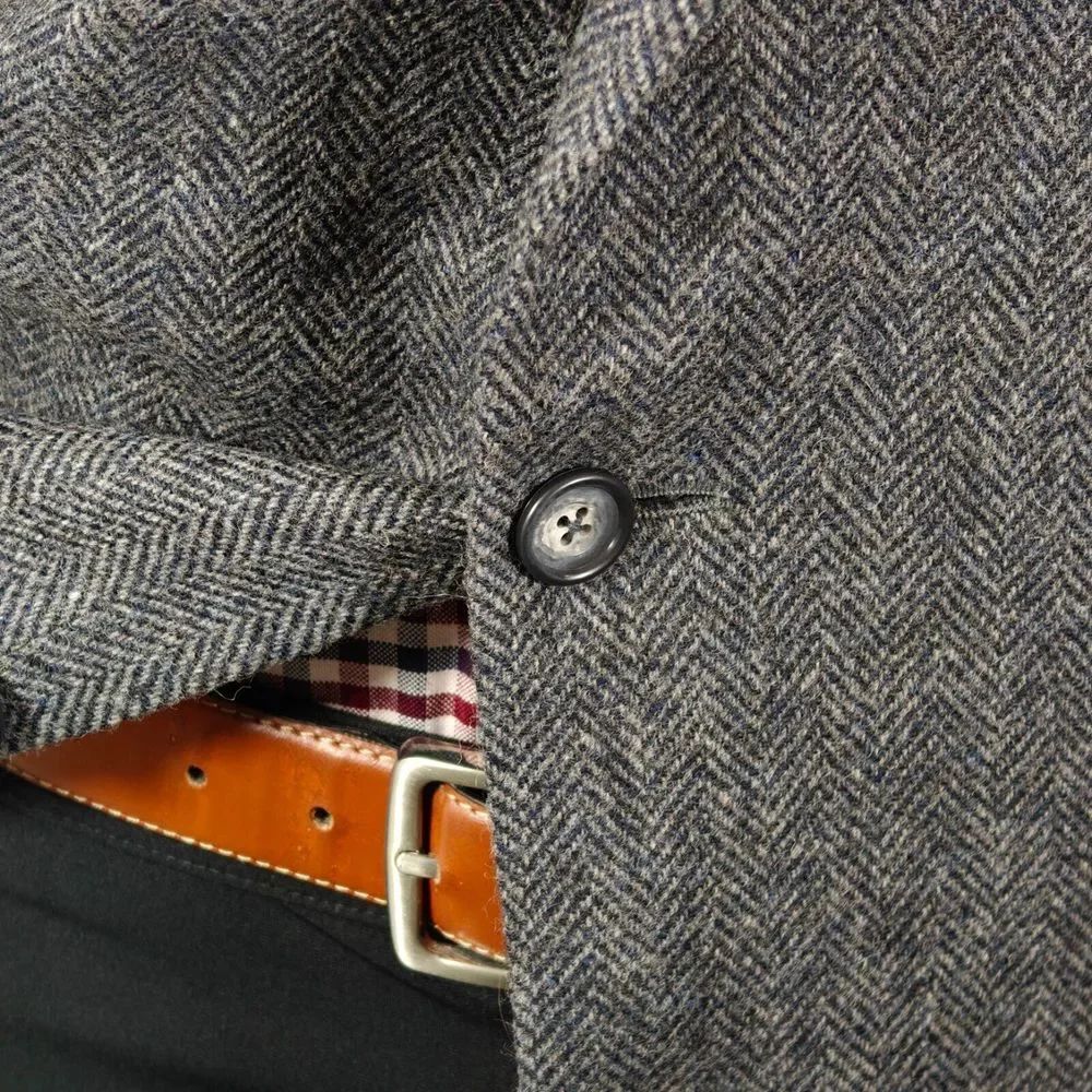 John Alexander‎ Hart Marx Men's Tweed Sport Coat Two Button Gray Herringbone 44L